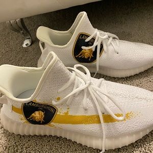 Lamborghini White Sneakers Yellow Detail